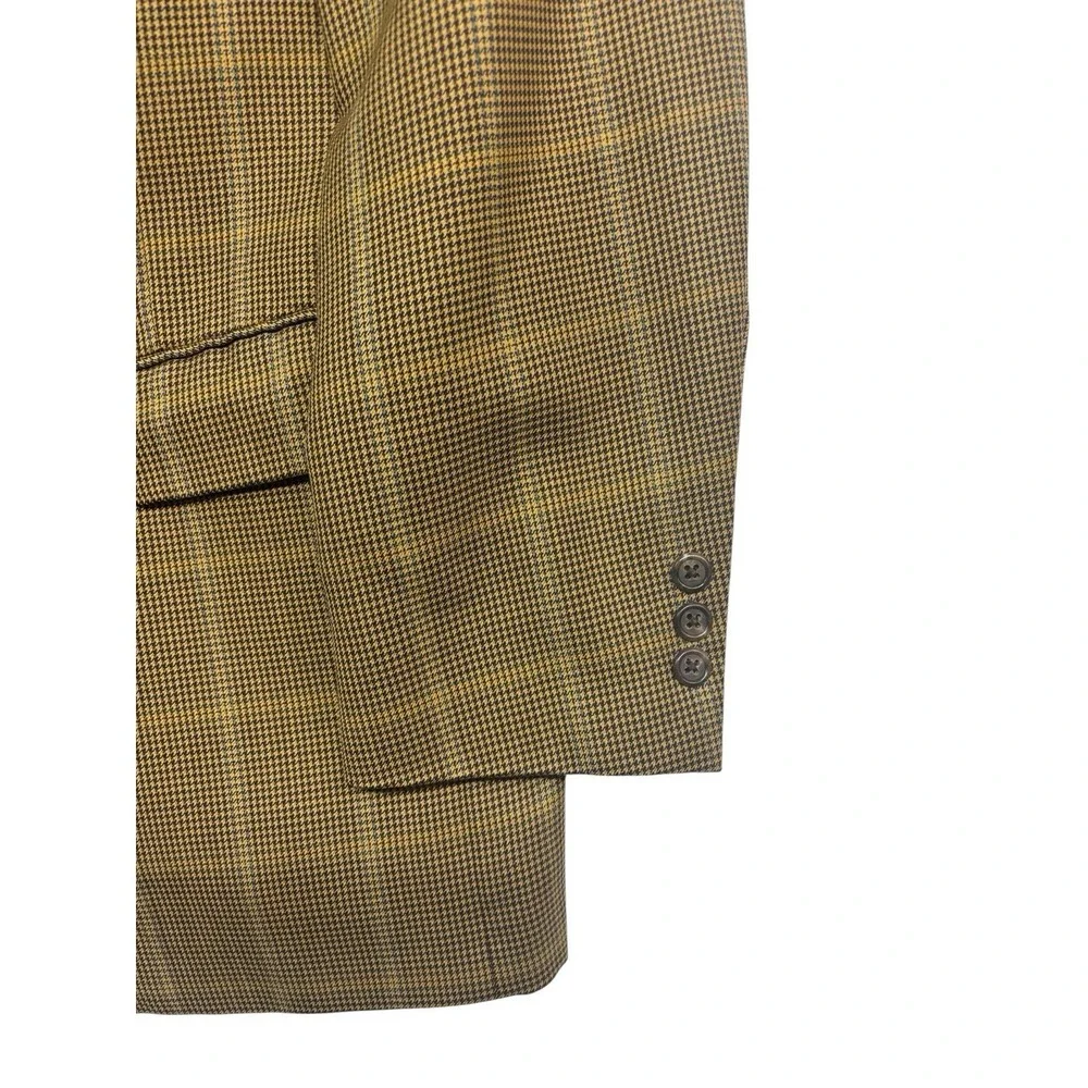 Hart Schaffner Marx 42R Brown Houndstooth Windowpane Blazer Jacket‎ Sport Coat
